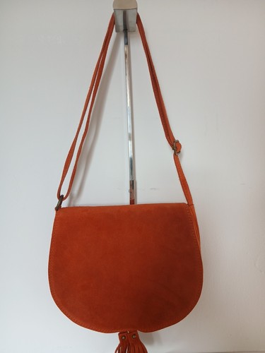 Orange suede crossbody bag - suede,