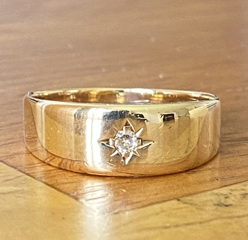 Gents 9ct gold diamond gypsy - 9ct,