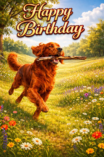 Irish setter dog birthday - setter, card