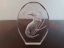 Vintage Clear Crystal Glass Paperweight Otter Animal Sculptures By Philip Nathan