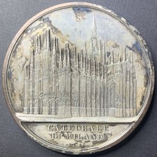 Italy: 1860 AE59mm Silvered Milan Cathedral Medal by J. Wiener Hoydonck-177
