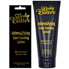 Body Butter Dark Tanning sunbed Intensifier lotion cream bottles and sachets