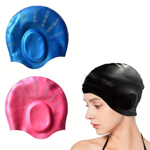 Silicone swimming cap with - swimming, ear