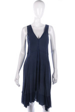 Peruzzi 100% Linen Italian Sleeveless Dress Navy Size 10
