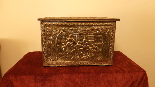 Vintage wooden brass embossed - wooden,