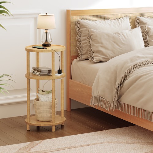 Round side table with charging - round,