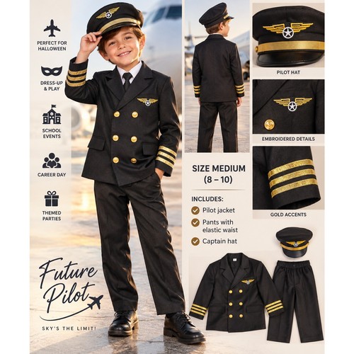 Kids pilot captain costume - kids,