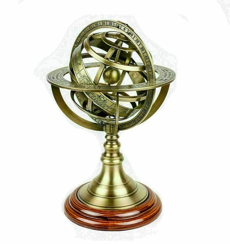 Antique astrolabe brass sphere - antique,