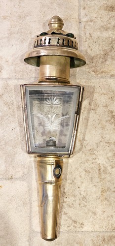 Vintage brass carriage lantern - carriage,