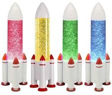 1x Rocket Colour Changing Motion LED Lamp Night Light Glitter Sensory USB Gift