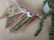 Handmade Outdoor Waterproof Bunting Sage Star Vintage Pink Floral All Lengths