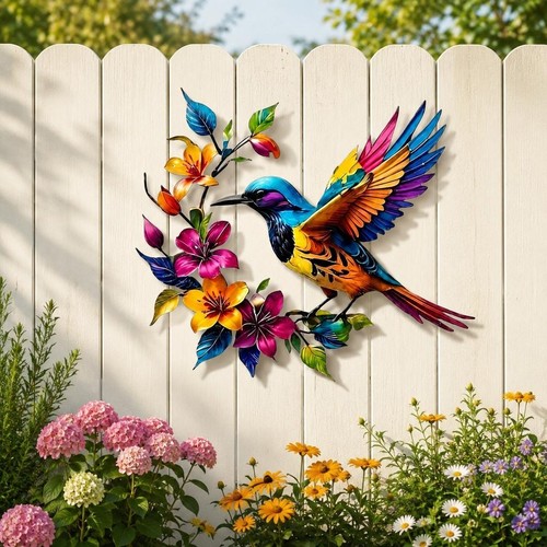 Hummingbird bloom metal wall - bloom,