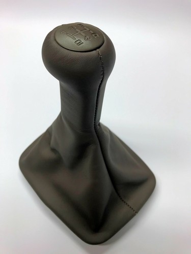 Brown leather gear knob unit - leather,