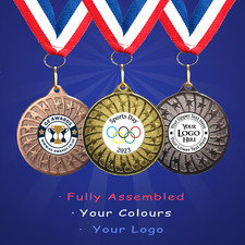 50mm Personalised School Sports Day Medals + Ribbon + Engraving + Your Own Logo