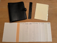 A5 Black Italian Grained Leather Filofax PIMLICO plus some inserts and ruler