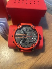 NEW DIESEL MENS WATCH DZ7370 GENUINE XL 2.0 MR BIG DADDY RED SILICONE GREY DIAL