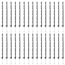 Electric Fence Poly Posts Plastic Poles Horse Paddock Line Tape, Black 30 x 4ft