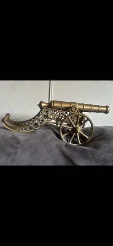 Large vintage brass cannon - large,