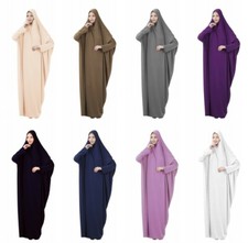 Full Cover Ramadan Muslim Abaya Prayer Dress Overhead Kaftan Islamic Long Robe