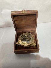 Sundial and Compass In Nice Box Seems To Be working Good Slightly Tarnished But