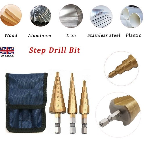Hss step drill bit - 3x, set