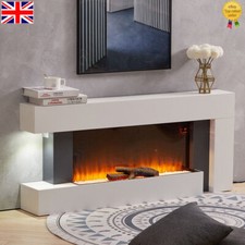 52inch Fireplace Suite Surround Frame Electric Fire Wall Mounted Flame LED White