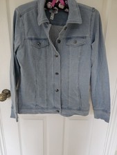 Denim & Co. Comfy Denim Style Jacket with Collar Light Blue Size XL 