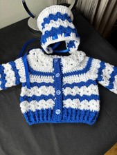 CARDIGAN BOOTEES BLUE & WHITE