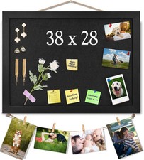 Black Bulletin Boards Cork Board with Felt, 38x28cm Small Display Pin Board Vis