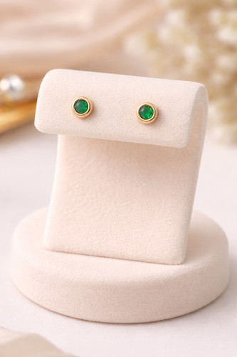 Yellow gold emerald earrings - gold,
