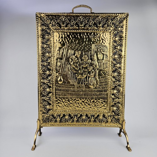 Vintage brass fireplace screen - fireplace,