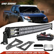 For Mitsubishi L200 triton Upper 42" LED Light Bar Spot Flood + Brackets + Wire