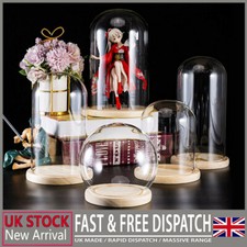 Multi size Glass Dome Display Bell Jar Cloche w/ Wood Base Handmade Home Decor