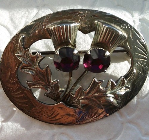 Vintage thistle brooch - brooch, qw