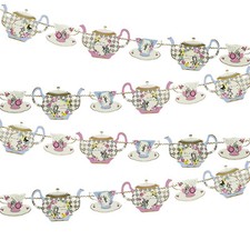 Alice in Wonderland Bunting Vintage Style Teapot Mad Hatter Tea Party Decoration