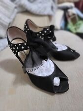 comme il faut Argentine Tango dance shoes 4 (37) Black Spotty Ankle Bows In Bag