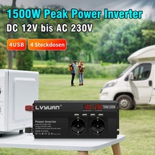 12V 4USB Voltage Converter 750W/1500Wpeak Inverter 2AC 230V Inverter Camping