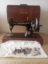 Singer 99K Hand Crank Sewing Machine 1920 Era With Accessories in Lockable Case