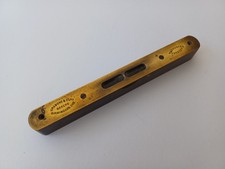 VINTAGE ANTIQUE J RABONE & SONS BRASS & HARDWOOD 8" SPIRIT LEVEL - BIRMINGHAM