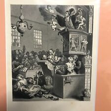Antique William Hogarth Engraving Print Credulity, Superstition and Fanaticism