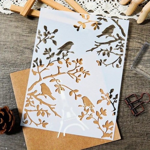 Birds in tree stencil - 🇬🇧,