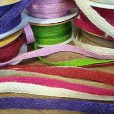 COLOURED HESSIAN RIBBON 10mm Natural Jute Trim Edge Woven Decorative 1 Metre