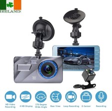 New 4” HD 1296P Car DVR Dual Lens Dash Cam Video Camera Recorder Night Vision