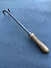 ANTIQUE HAND FORGED GARDENERS TWO PRONG RAKE.