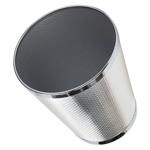 Silver metal garbage can - metal,
