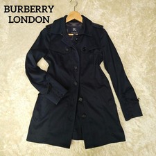 Rare Burberry London Nova Check Trench Coat Navy Blue Women's M