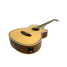 Haze FB711BCEQN34 3/4 4-String Electric-Acoustic Bass Guitar Natural+Free GigBag