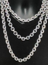 Solid 925 Sterling Silver Mens Thick Heavy Rolo Chain Iced CZ Flooded Out Round