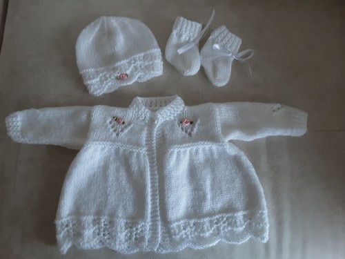 Hand knitted baby matinee set - matinee,