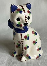 Unmarked Porcelain Quilted Calico 4” Cat Kitten Figurine